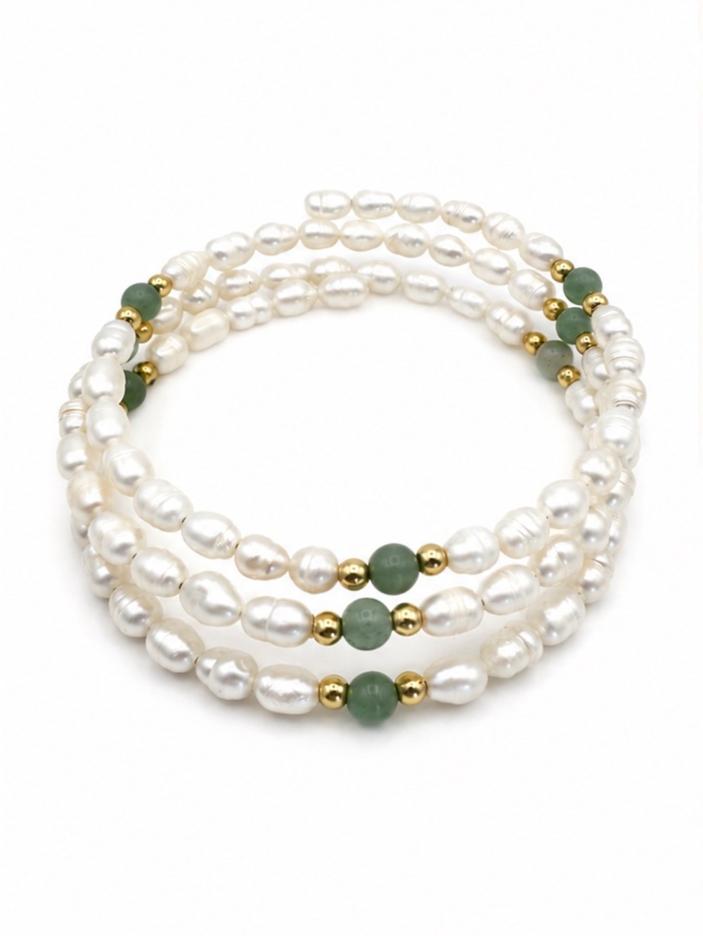 Jade and Pearl Wrap Bracelet